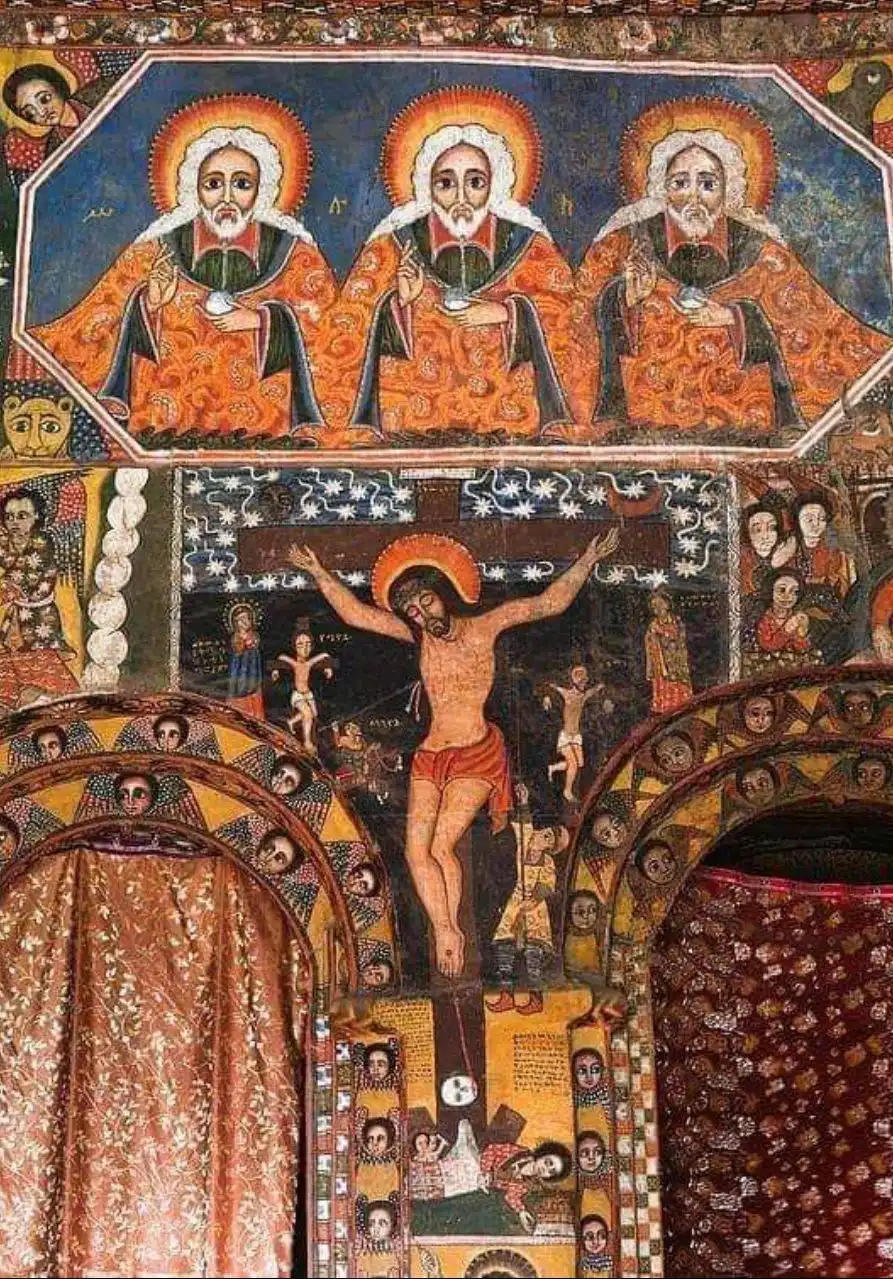 Historic church painting at Debre Birhan Selassie in Gondar