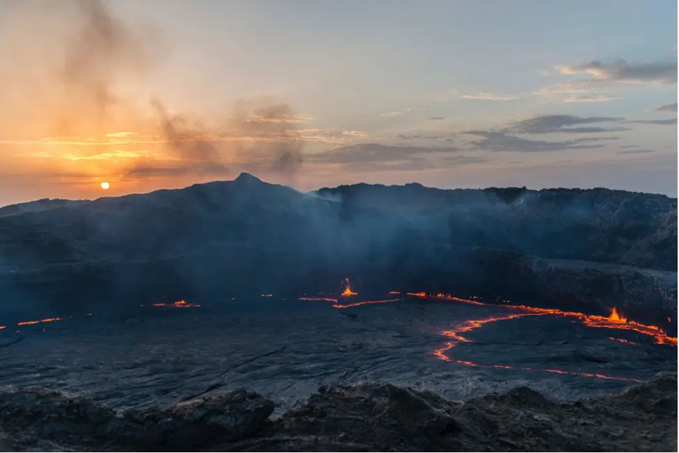 Erta Ale crater in the evening