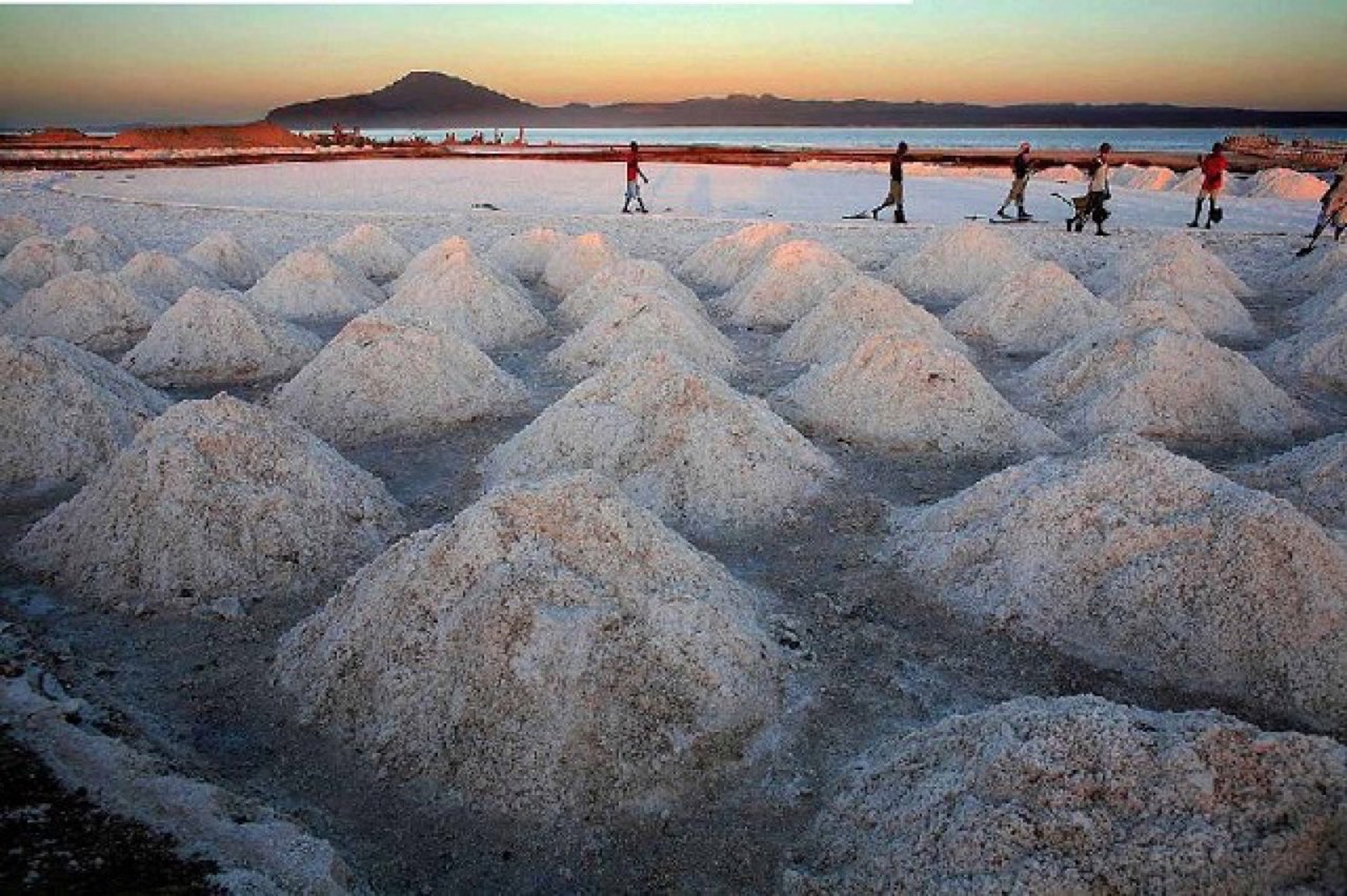Salt production near Lake Afrera